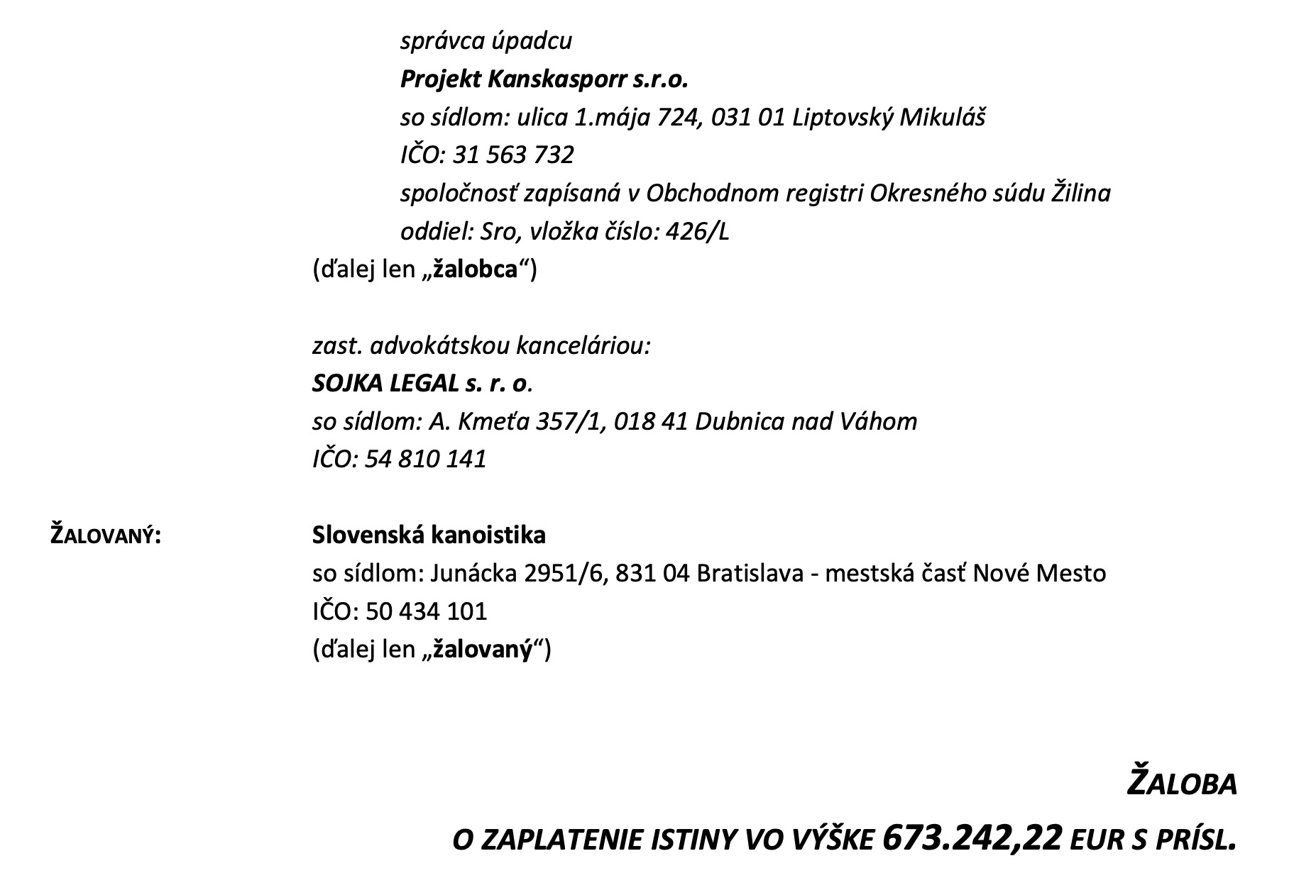 Informácia pre členov Slovenskej kanoistiky